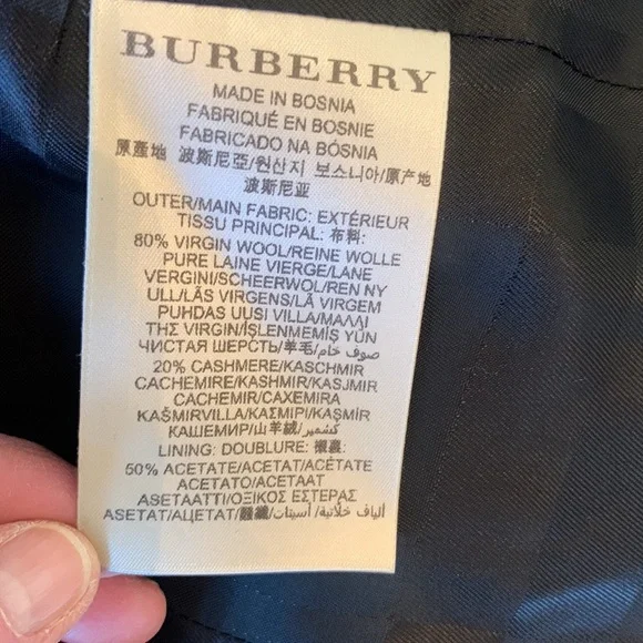 Burberry Wool and Cashmere Peacoat. NWT. Size 10. Black - Picture 10 of 10